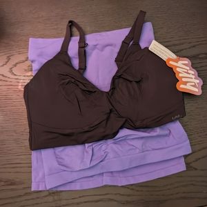 YITTY 1X Bundle two bras and one shorts set purple and black